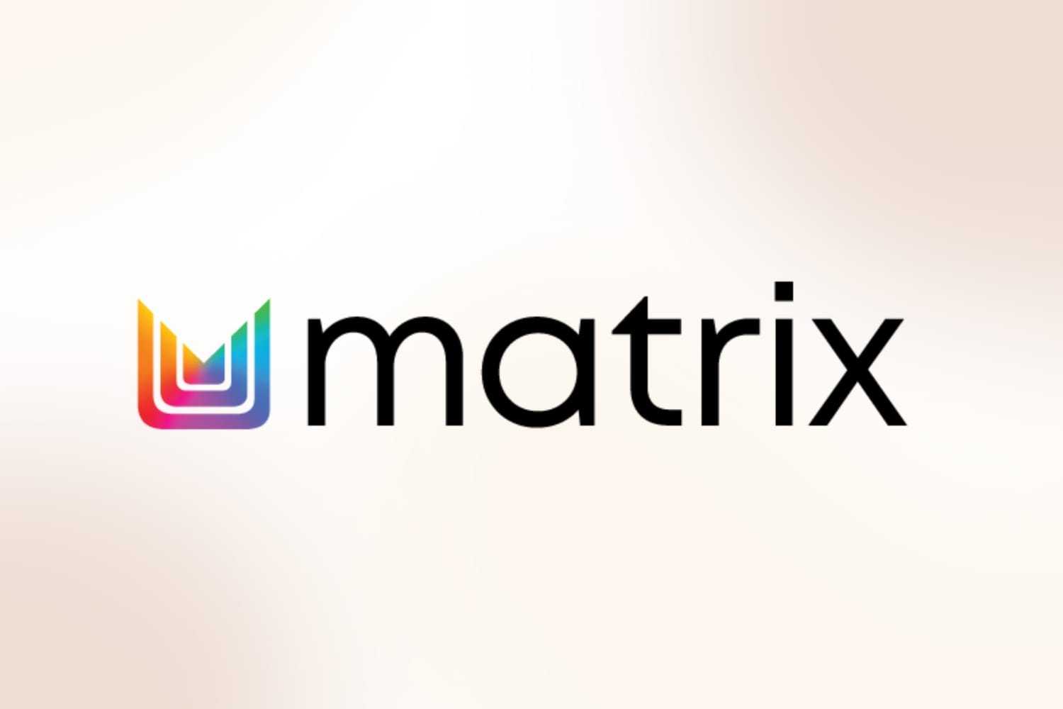 Matrix logo with a colorful, layered 'M' symbol on a light background.