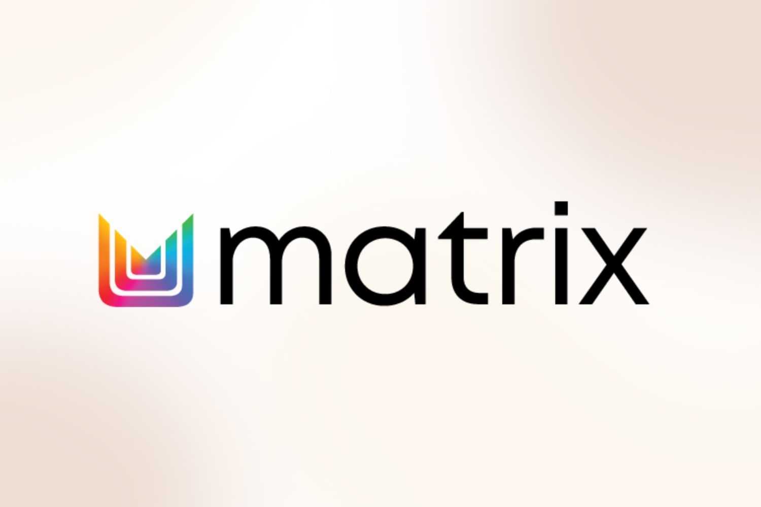 Matrix logo with a colorful, layered 'M' symbol on a light background.