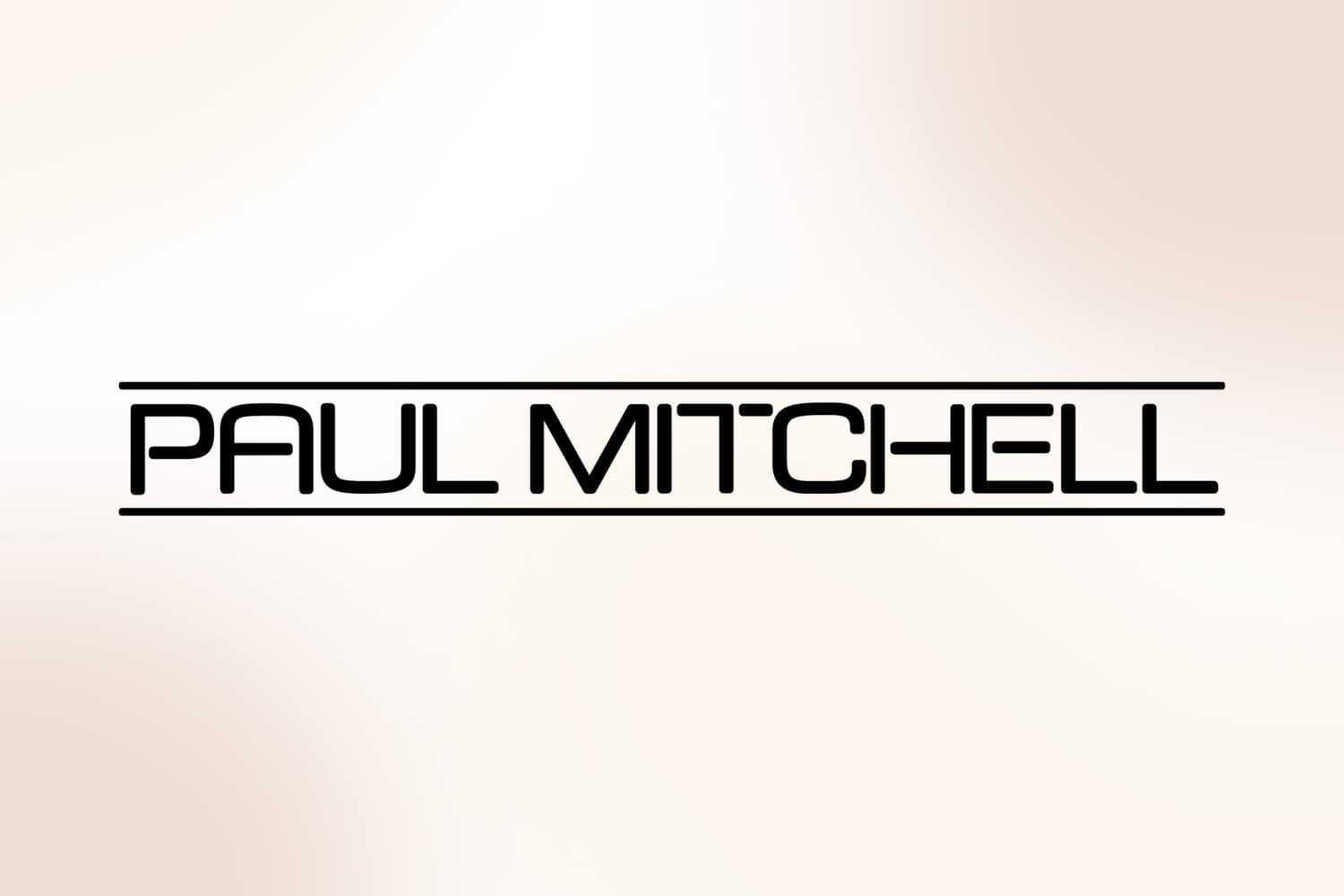 Logo with the text "Paul Mitchell" in bold, black letters on a light background.