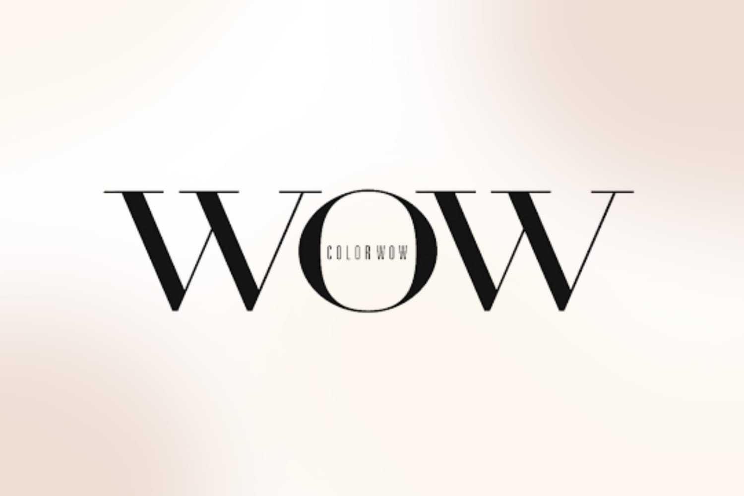 Color Wow logo with bold "WOW" text on a soft gradient background.